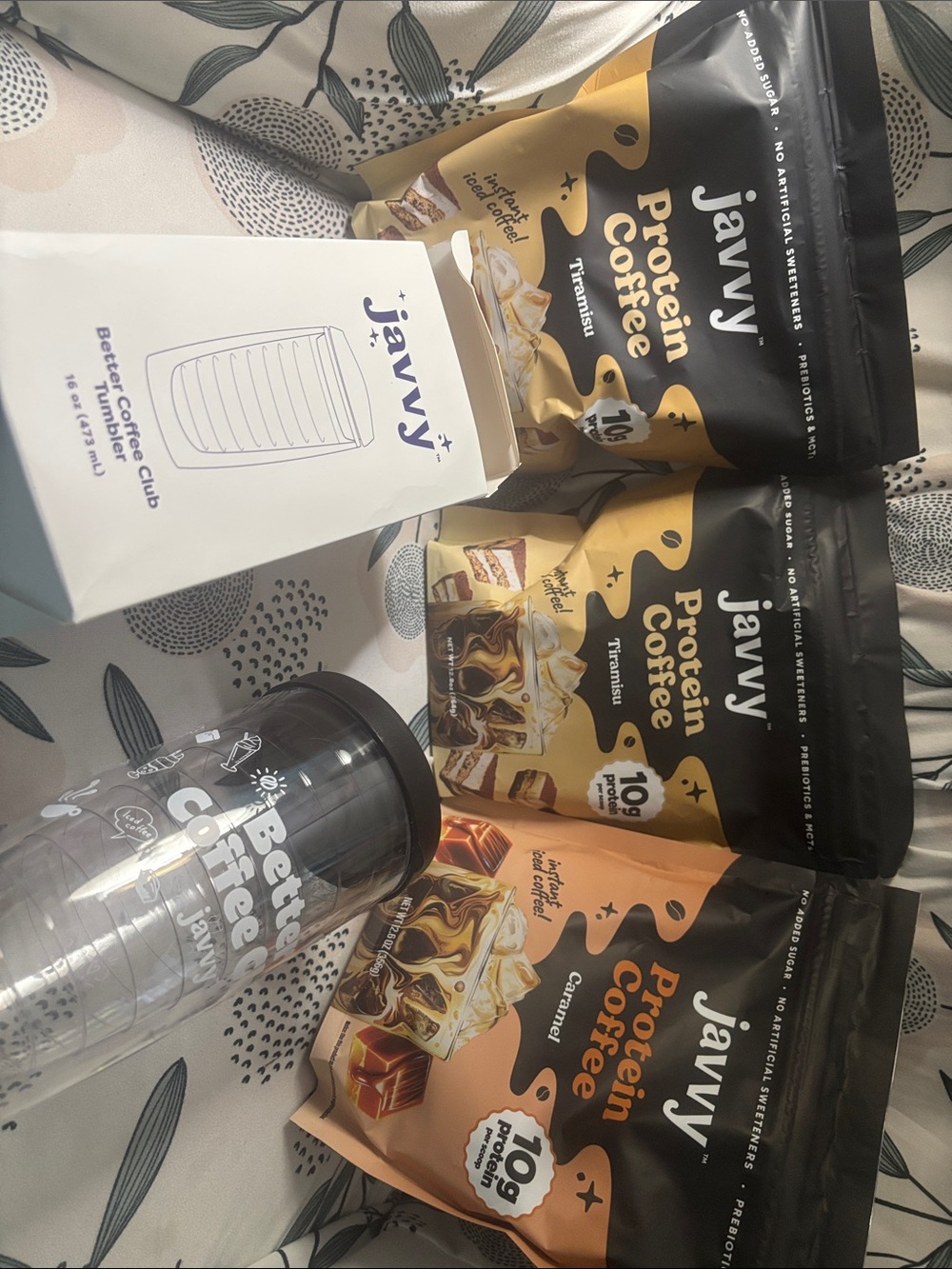 Javvy Protein Coffee Variety Pack - Caramel & Tiramisu - with tumbler